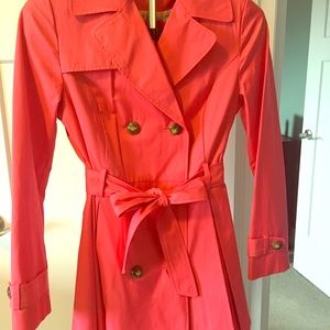 Bright pink raincoat/trench